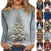 Long Sleeve Shirts For Women Cute Print Graphic Tees Blouses Casual Plus Size Basic Tops Pullover Christmas