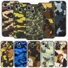Colour Camouflage Black Camo Silicone Phone Case For iPhone 11 12 13 15 14 Pro Max X XR XS 7 8 Plus SE 2020 Luxury Black Cover