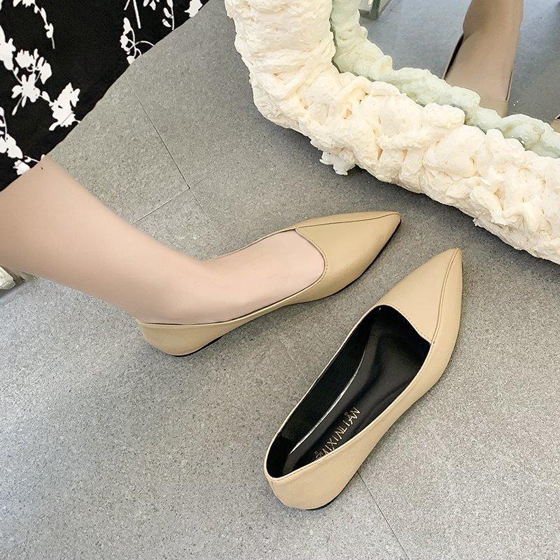 Spring New Pointed Toe Foot Cover Casual Commuting Soft Leather Fashion Single Shoes Women's Tide
