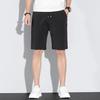 Men Summer Casual Shorts Elastic Waist Adjustable Drawstring Cargo Shorts with Pockets Solid Color Wide Leg Knee-length Short Pants