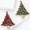 Vintage Enamel Christmas Tree Brooch Pin Rhinestone Brooches Party Jewelry Gifts