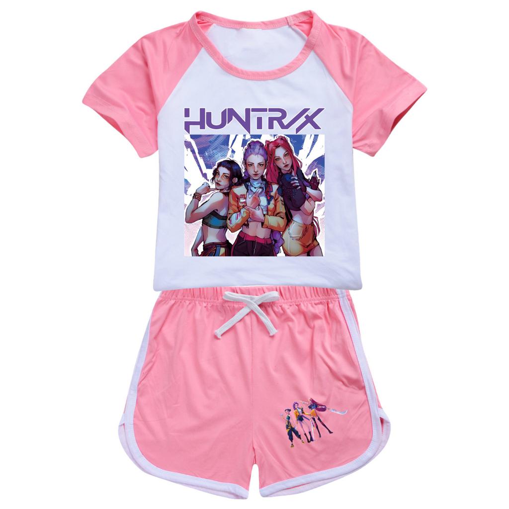 Kids Summer Sport T-Shirt And Shorts 2 Piece Outfit Tracksuit Set Short Sleeve Print Crop Tops With Clothing Set