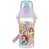 Skater Water Bottle, 480ml, Disney Princess 24 Design, Plastic Clear Bottle, for Kids, Made In Japan, PSB5TR-A