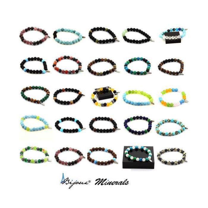 Stones and Minerals. Congo Malachite Beads Bracelet + Dream Agate + 8 Mm Wood. Made In France.