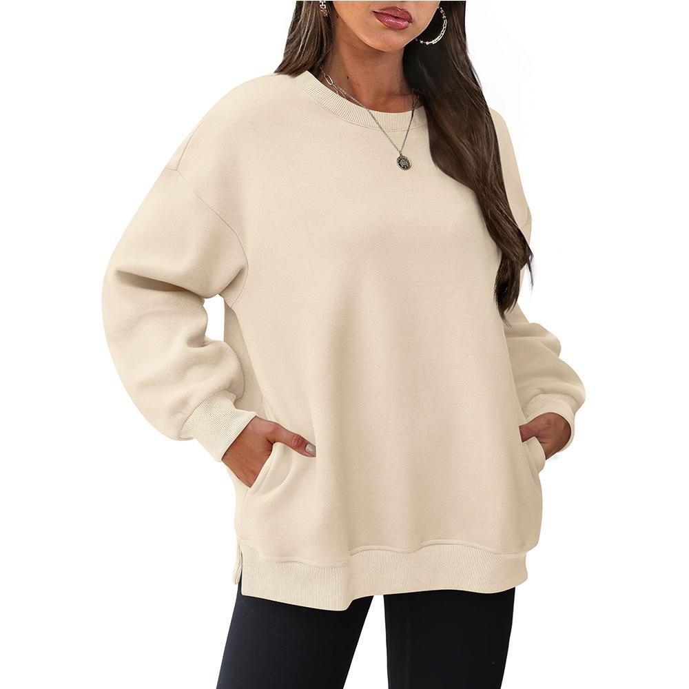 HNXC Women's Fashion Casual Solid Color Print Long Sleeve O-Neck Hoodies & Sweatshirts