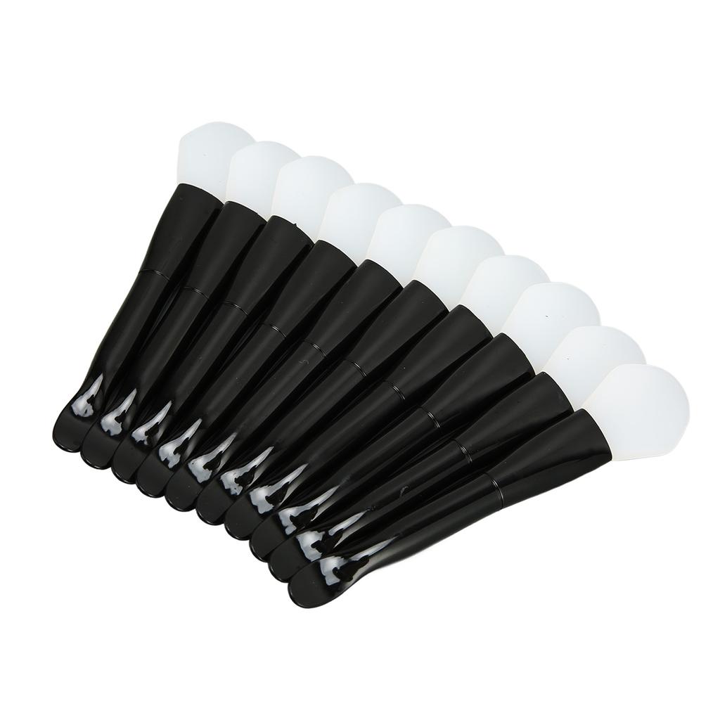10pcs Facial Mask Brush Dual Sided with Spoon Soft Silicone Black Handle Mask Applicator Brush for