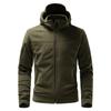 Spring Winter Fleece Jacket With Hoodie Men's Tactical Fleece Jacket Full-Zip Up Outdoor Windproof Hooded Warm Work Coat