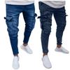 Mens Stretch Denim Pant Distressed Ripped Freyed Slim Fit Pocket Jeans Trousers