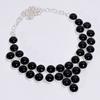 Excellent Top Grade Qualite 100% Natural Black Onyx Round Shape Ethnic Handmade Jewelry 925 Steling Silver Necklace 18" WSJ-4726