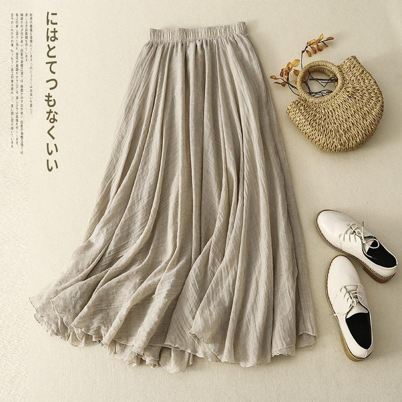 Double-layer Skirt Elastic Waist A-line Skirt Big Swing Skirt Woman