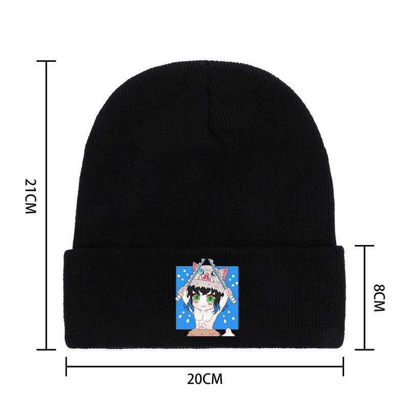 Knit Hat Demon Slayer Kimetsu No Yaiba Anime Winter Warm Beanie Caps Gonpachiro Kamanoko Unisex Women Casual Bonnet