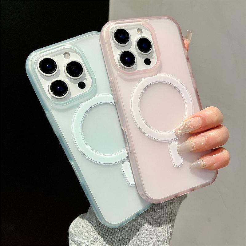 Magnetic Matte Hard PC Translucent Case For iPhone 13 14 15 16 Pro Max For Magsafe Wireless Charge Shockproof Bumper Hard Cover