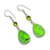 Green Turquoise, Peridot Handmade 925 Sterling Silver Jewelry Earring 1.97" g2B73