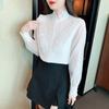 New 2024 Fashion Autumn Long Sleeve Stand Collar Casual Lace Ruffles White Chiffon Blouse Shirt Women Tops Blouses Shirts J515