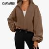 Women's Autumn and Winter Plus Size Loose Standing Collar Cardigan Zipper Sweatshirt