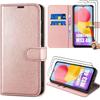 Case - Samsung - Galaxy M13 - Pink Leather Effect - 2 Tempered Glasses - Viewing Stand
