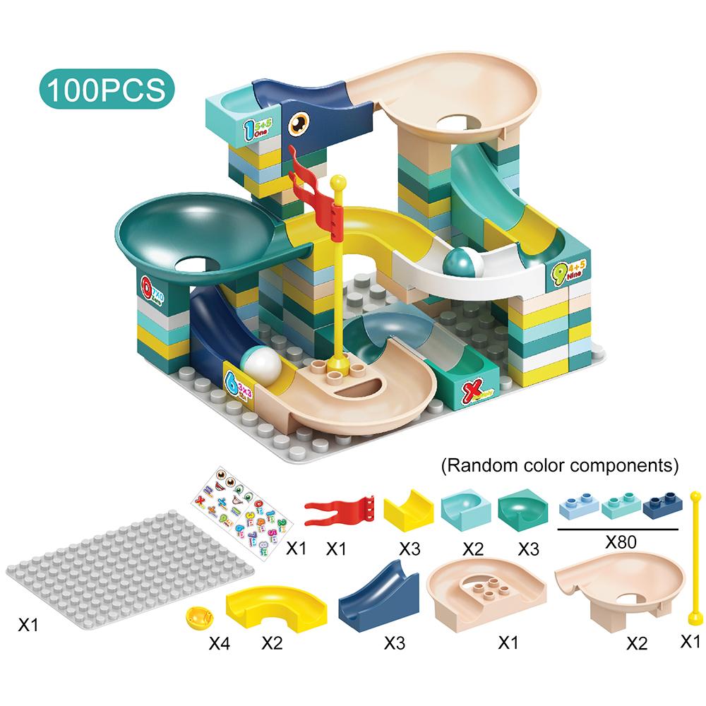 88-100PCS Funnel Slide Building Blocks Marble Race Run Maze Ball Tracking Block DIY Plastic Big Bricks Children Toys Kids Gift