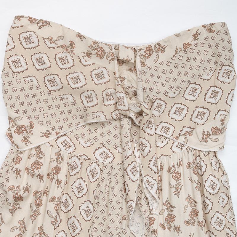 Summer Women's Jumpsuit High Waist Tie Wide Leg Pants Range Patchwork Ethnic Style Casual Pant