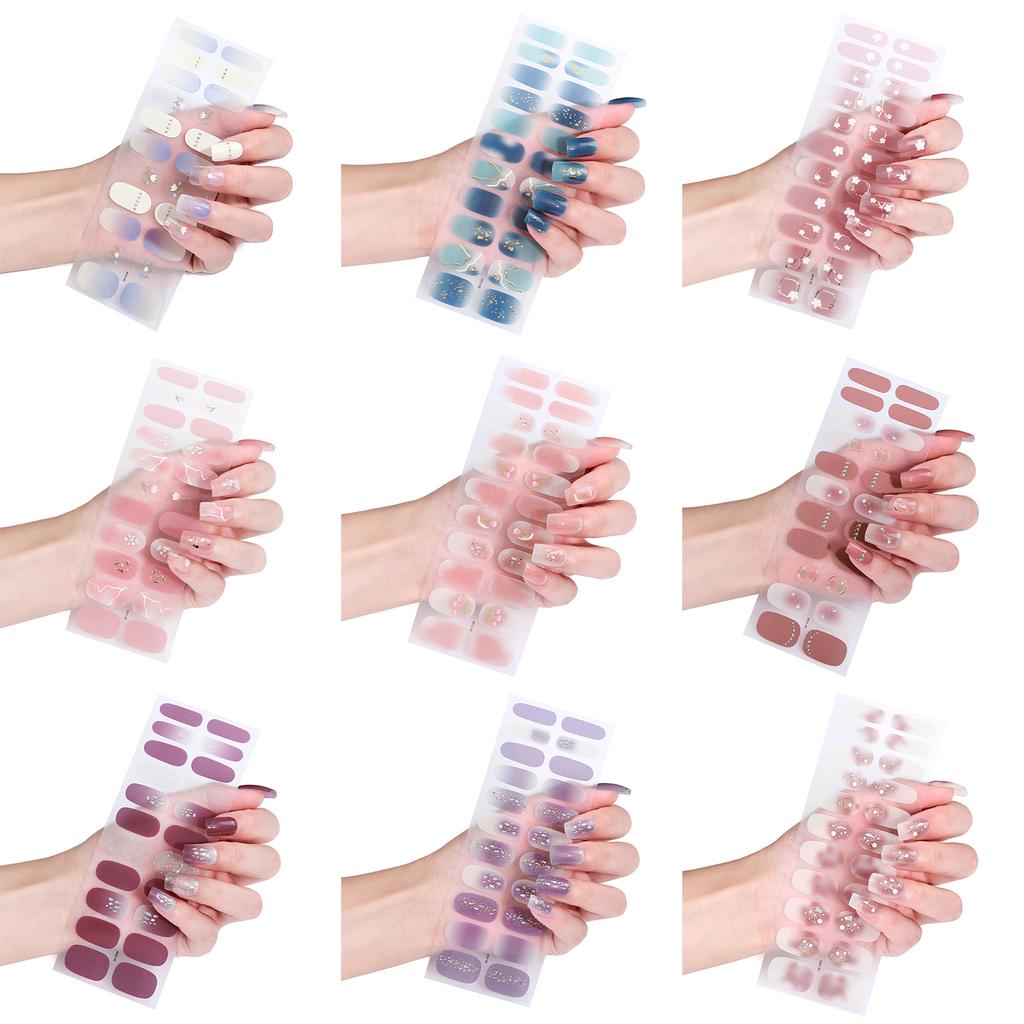 22Pcs Self-Adhesive Nail Wraps Nail Gel Polish Strips Full Wraps Nail Polish Stickers Gel Nail Strips Gel Nail Stickers