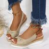 European and American Sandals Hemp Rope Bow Wedge Casual Sandals Women's Shoes