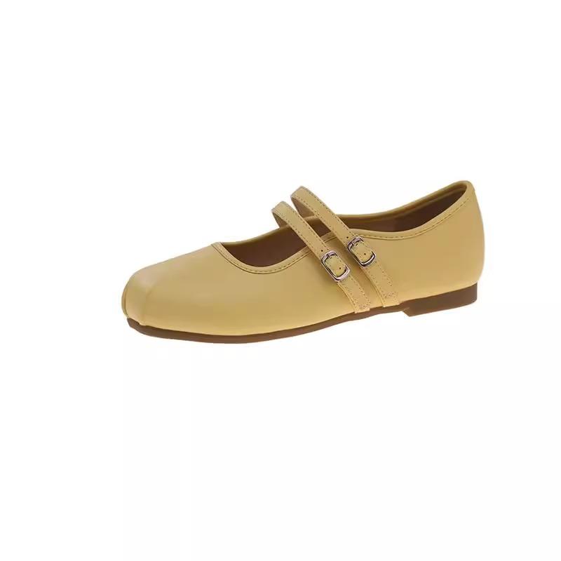 French Mary Jane Shoes Girl Word Belt Summer New Fairy Wind Shallow Mouth Daily Casual Single Shoes Flat Bottom with Skirt