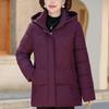 Plus Size XL-5XL Middle Age Woman Coats Winter Short Parkas Hooded Embroidery Casual Thick Warm Outerwears Women's Jackets