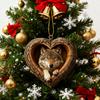 Heart-Shaped Animal Christmas Ornament 2D Flat Acrylic Forest Animal Decoration Woodland Pendant for Xmas Tree Decor Animals Lovers Gift