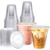 Plastic Cups, 400ml/500ml, Set of 50, Clear, BPA-Free, Disposable, for Iced Coffee, Iced Tea, Smoothies, and Tapioca, with Lids, Heat and Cold