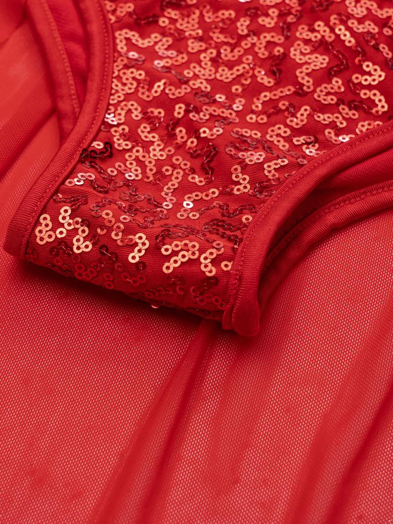 Kids Girls Ballet Tutu Leotard Dress Shiny Sequins Flowy Mesh Skirted Gymnastics Leotard Contemporary Lyrical Dance Costumes