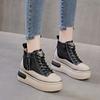 2025 Spring Autumn Shoes Women Fashion Sneakers Genuine Leather Height Increasing Shoes 8cm Platform Brand Ladies Sneakers D264
