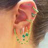 2023 Fashion Stainless Steel Green Chain Hoop Earrings For Women Cubic Zirconia Thin Helix Tragus Cartilage Piercing Jewelry