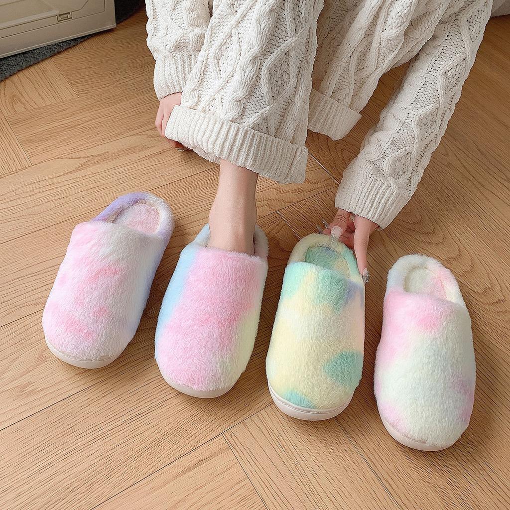 Fashion Shoes for Women Cute Home Platform Slippers Men Couples Winter Plush Slides Indoor Lovely Cotton Shoes Flat Fluffy Slippers