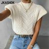 Women's Fashion Casual Solid Color Print Autumn Winter High Neck Sweaters