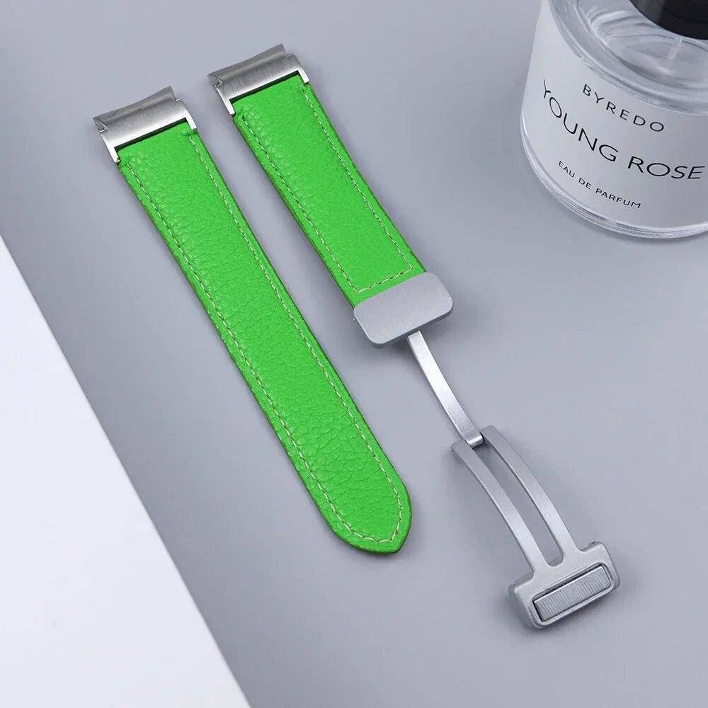 Quick Fit Leather Strap For Samsung Galaxy Watch 6Classic 43mm 47mm 6/5/4 40mm 44mm Magnetic Buckle for Watch 5pro 45mm Leather Band