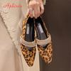 Fashion Aphixta Luxury Crystal Straps Slip On Flats Leopard Print Flat With Shoe Shallow Casual Women Loafers Pointed Toe Fashion Shoes