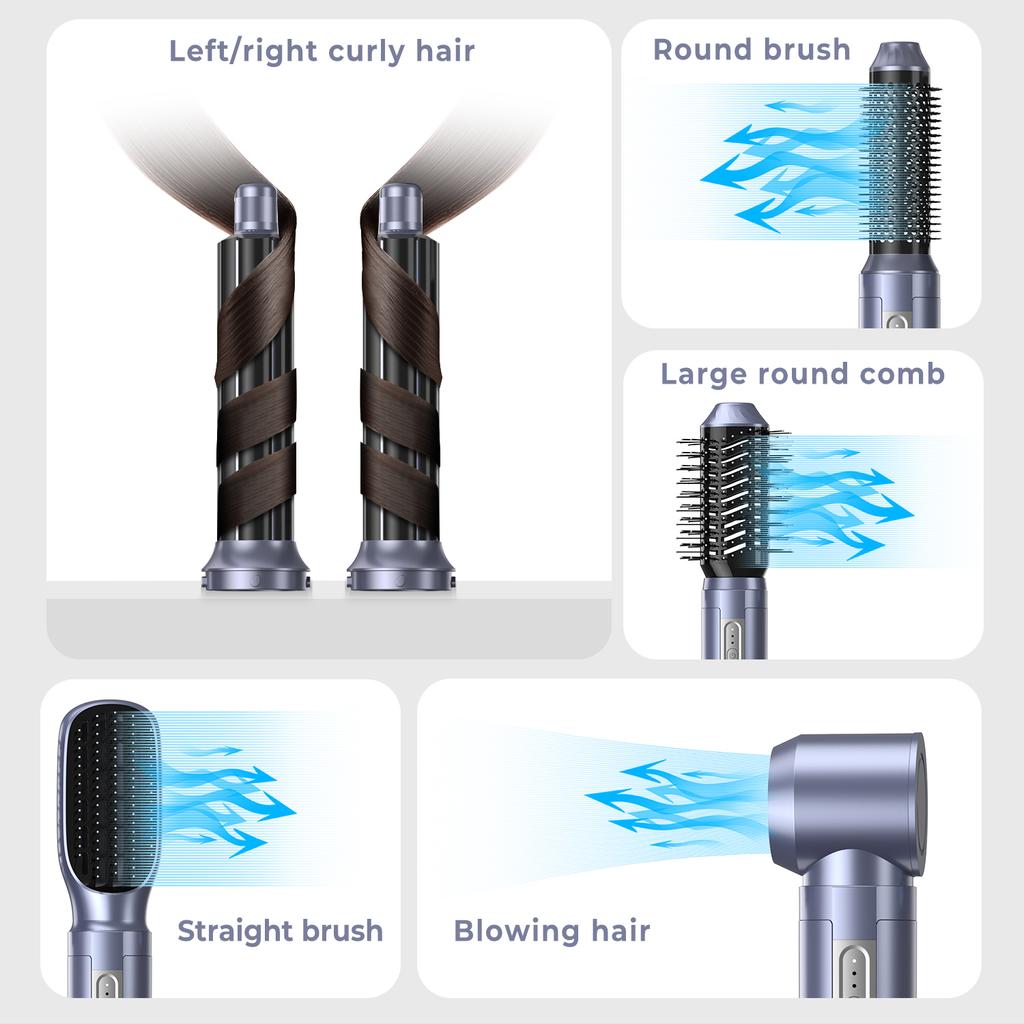 Professional Hair Dryer Brush 110000RPM Brushless Blow Dryer 6 In 1 Hair Styler Ionic Hot Air Brush Automatic Hair Curling Iron