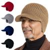 Men Winter Knitted Hat with Short Brim Thick Windproof Ear Protection Keep