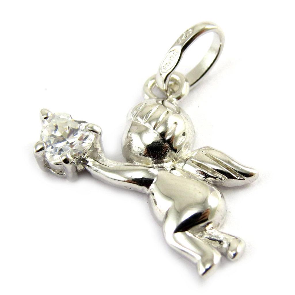 Les Trésors De Lily [M1712] - White 'Cupid' Silver Pendant