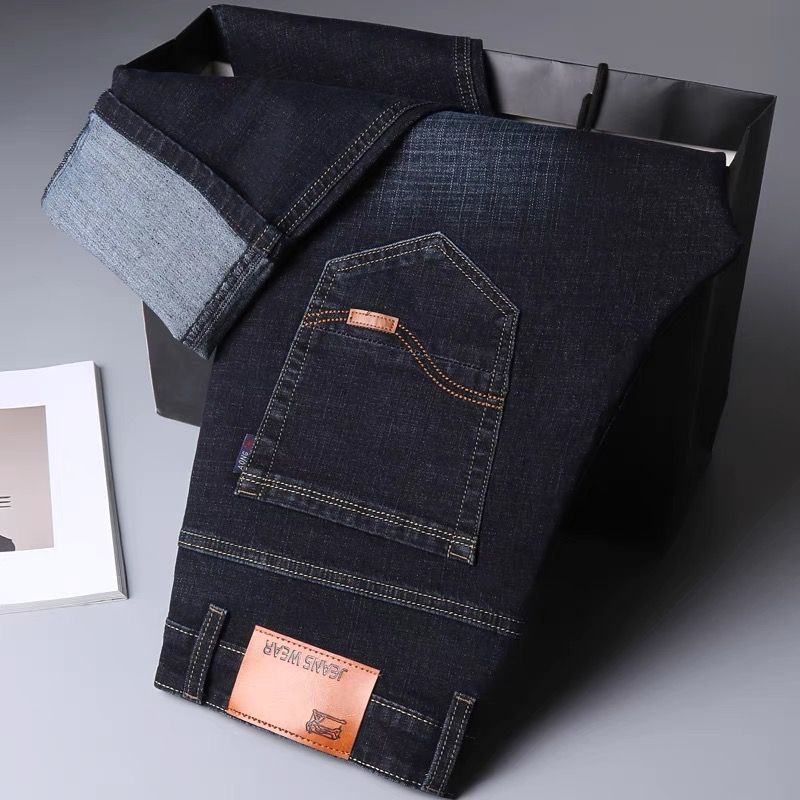 Four Season Wearable New Men'S Loose Denim Pants Versatile Trend Plus Size Elastic Jeans Men'S Straight Work Pants