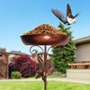Metal Birds Bath Freestanding Birdbath Bowl with Stake Adjustable Height Birds Bath Feeder Tray for Garden Outdoor Decor