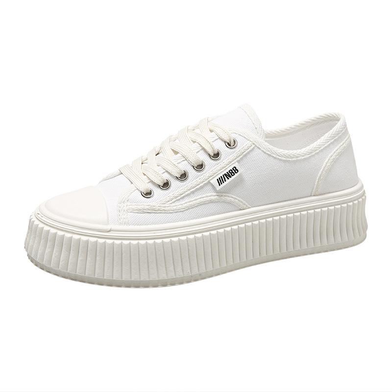 Canvas Biscuit Shoes Women's Spring New Platform Casual Shoes Muffin White Shoes Women's Tide