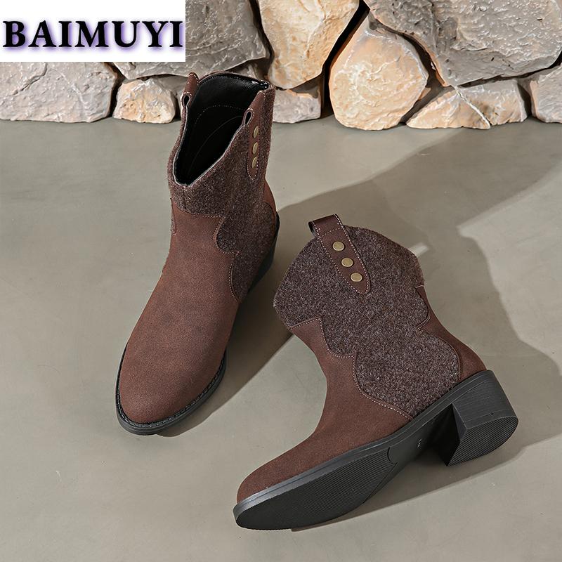 Женские ботильоны на среднем каблуке, модные дизайнерские новые повседневные ботинки челси на толстом каблуке, туфли-гладиаторы, зимние замшевые женские ботинки 2025 года