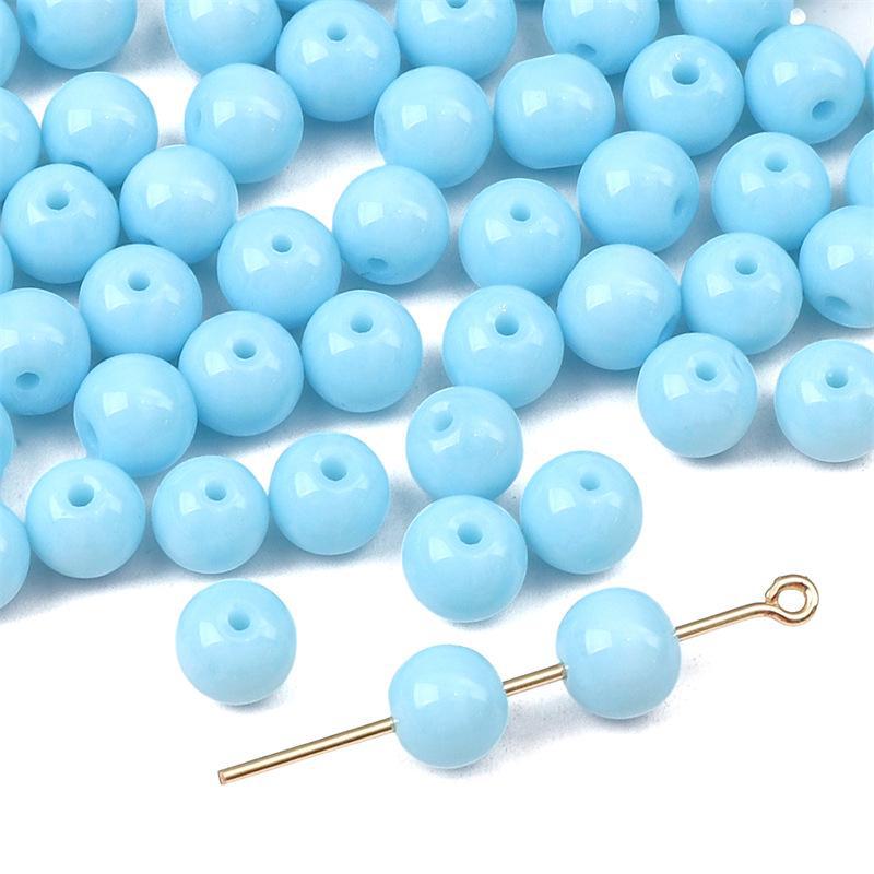 8mm Solid Color Glass Round Beads for DIY Necklace and Bracelet Jewelry Making