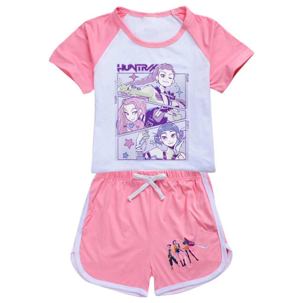 Kids Summer Sport T-Shirt And Shorts 2 Piece Outfit Tracksuit Set Short Sleeve Print Crop Tops With Clothing Set
