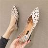Women's Pointed Toe Breathable Flat Shoes Summer Cutout Faux Leather Shoes Women's Breathable Hollow Ballet Flats Flower Loafers
