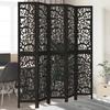 VidaXL Room Divider 5 Panels Black Solid Paulownia Wood, Privacy Screen, Room Partition Panel, 358760