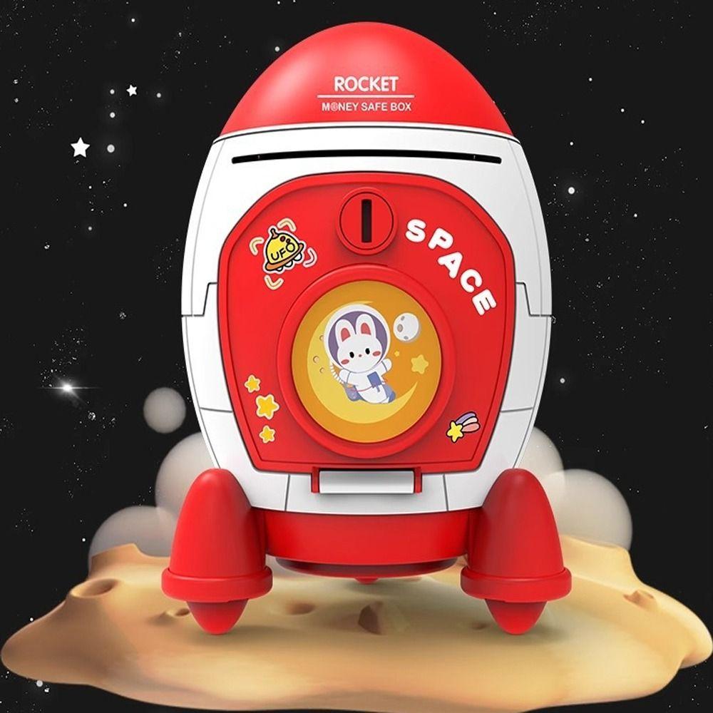 Cute Money Box Space Rocket Shape Coin Saving Box High Quality Piggy Bank Kids Gift Toy
