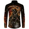 Gothic Skull 3D Print Men's Long Sleeve Shirts Casual Lapel Single Breasted Vintage Tops Personality Hip Pop Streetwear Clothing