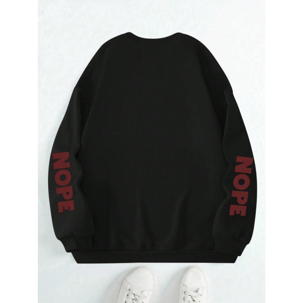 Nope Not Today Cartoon Cat Print Hooded Women Fleece Warm Warm Hoodies Hip Hop Round Neck Hoodie Fashion Casual S-Xxl Tops Woman