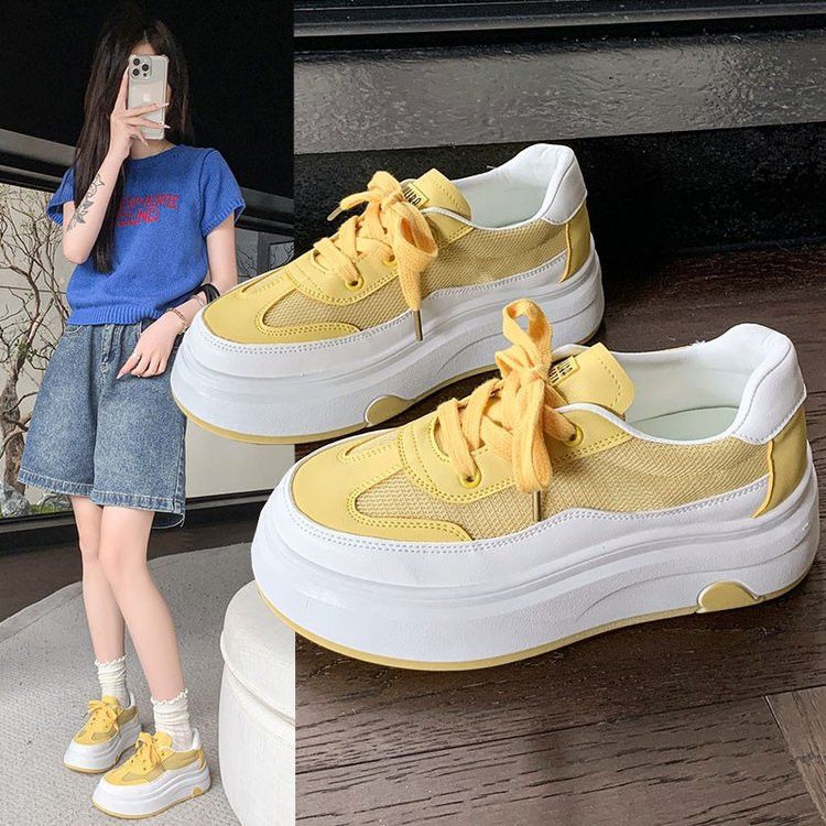 Mesh Breathable Thick-soled White Shoes Women's New Summer Thin Versatile Casual Sports Board Shoes